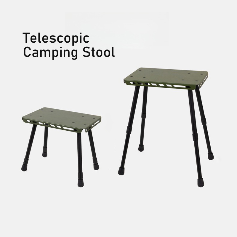 Metal Camping Folding Telescopic Stool Multi-use Tactical Mini Desk Chair Adjustable Outdoor Gear Portable Support Stand