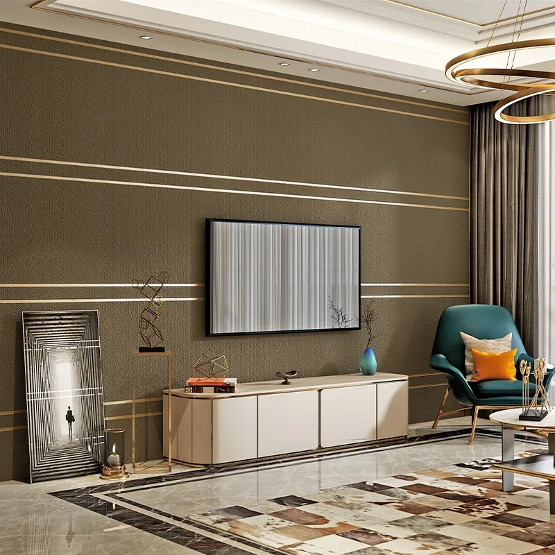 Deerskin Velvet Wallpaper Nordic Geometric Pattern Strip Modern Simple Living Room TV Background Home Decor Non-woven Wall Paper