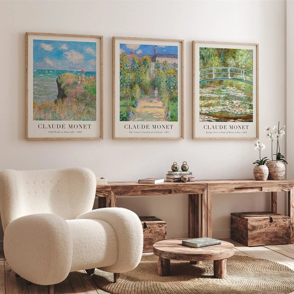 Famous Water Lily Sunrise Poster Monet oil Painting Reproduction Print Artworks Vintage Landscape Canvas Picture for Home Decor