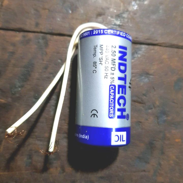Indtech Oil Capacitor For Fan 2.5 Mfd , Condenser Battery For Ceiling Fan, Stand Fan, Table Fan Oil Based Capacitor