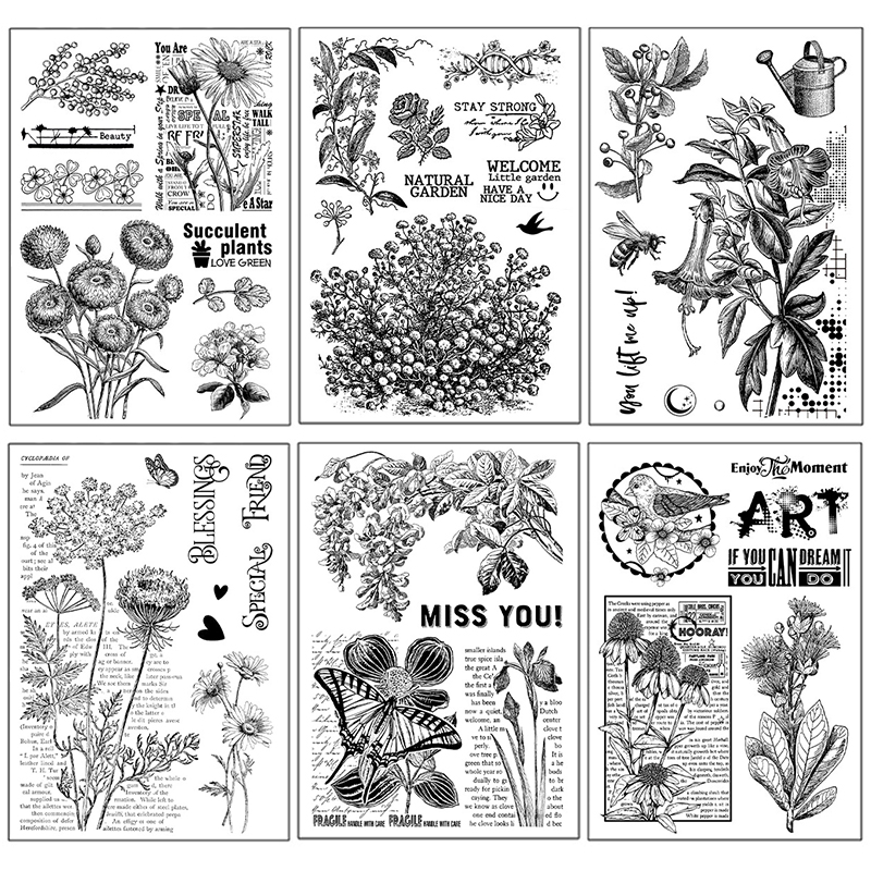 Originate Vintage Style Mantianxing/Iris/Morning glory Transparent Silicone Stamp Diy Photo Album Papercard Scrapbook 11*16cm