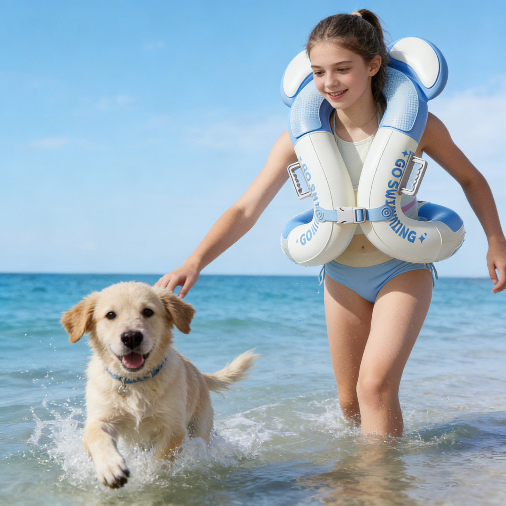 Inflatable Baby Swim Float Vest Toddler Underarm Floaties for Hands Free Swimming Kids Pool Safety Learning Aid Summer Water Fun