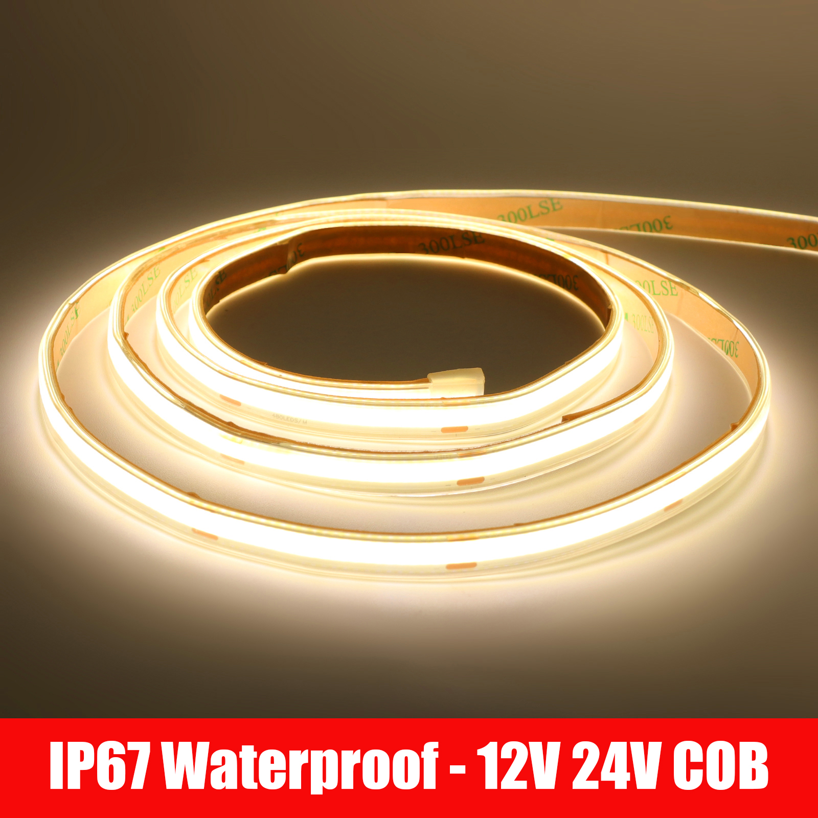 480Leds/M COB LED Strip DC12V 24V IP67 Waterproof 3000K/4000K/6000K White High Bright Flexible Home Decor Lamp 0.5M 5M 10M 20M