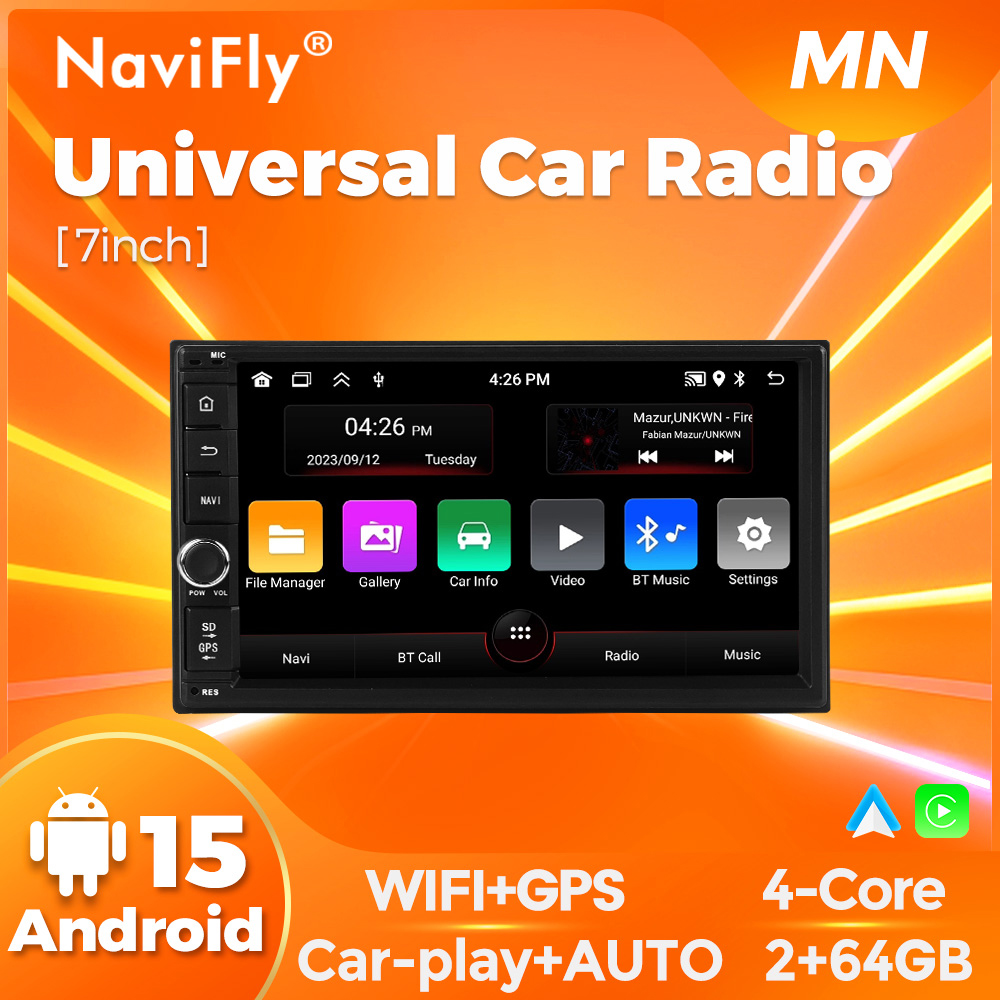 7-inch Android 15 multimedia video player MP5 car radio for universal car Audi Honda Hyundai Toyota Kia VW Nissan Fiat Chevrolet
