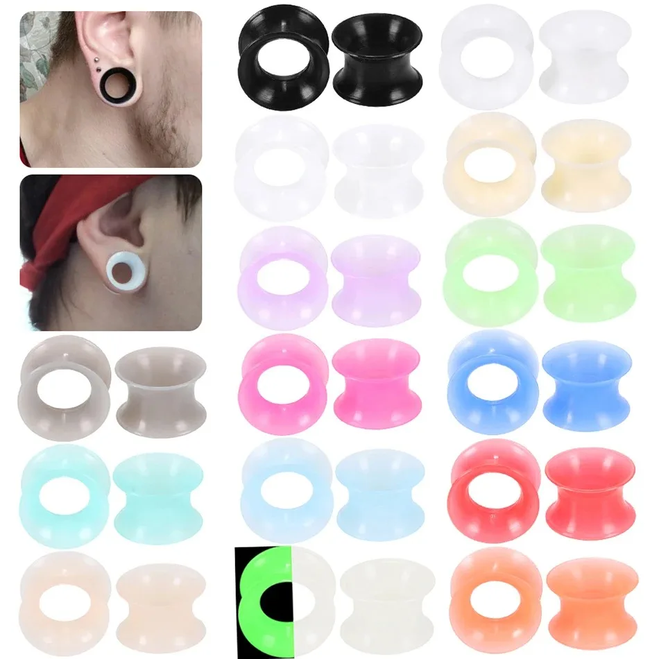 2Pcs/Lot 4-16MM Flexible Silicone Ear Plugs and Tunnels Ear Piercings Earlets Ear Stretchers Expander Ear Dilations Body Jewelry