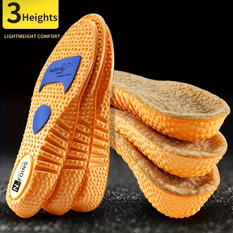 1Pair Winter Comfortable Warm Insoles for Shoes Height Increase Soft Thermal Thicken Shoes Cushion for Men Women Arch Support
