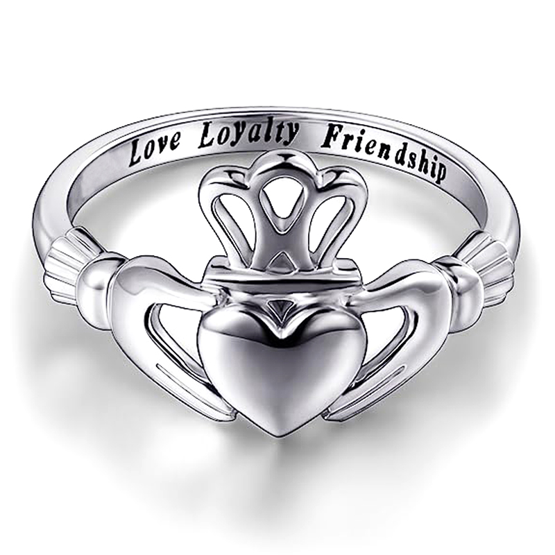 Huitan Creative Design Engagement Rings for Women Metal Silver Color Crown Hug Heart Shaped Female Finger-ring Statement Jewelry
