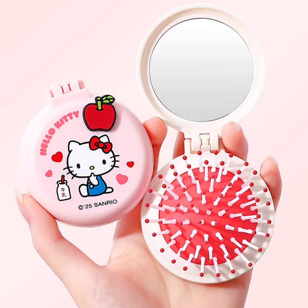 Genuine Sanrio Hello Kitty Massage Comb Cartoon Cinnamoroll Kuromi Melody Foldable Hair Protection Combs Lady Portable Hair Comb