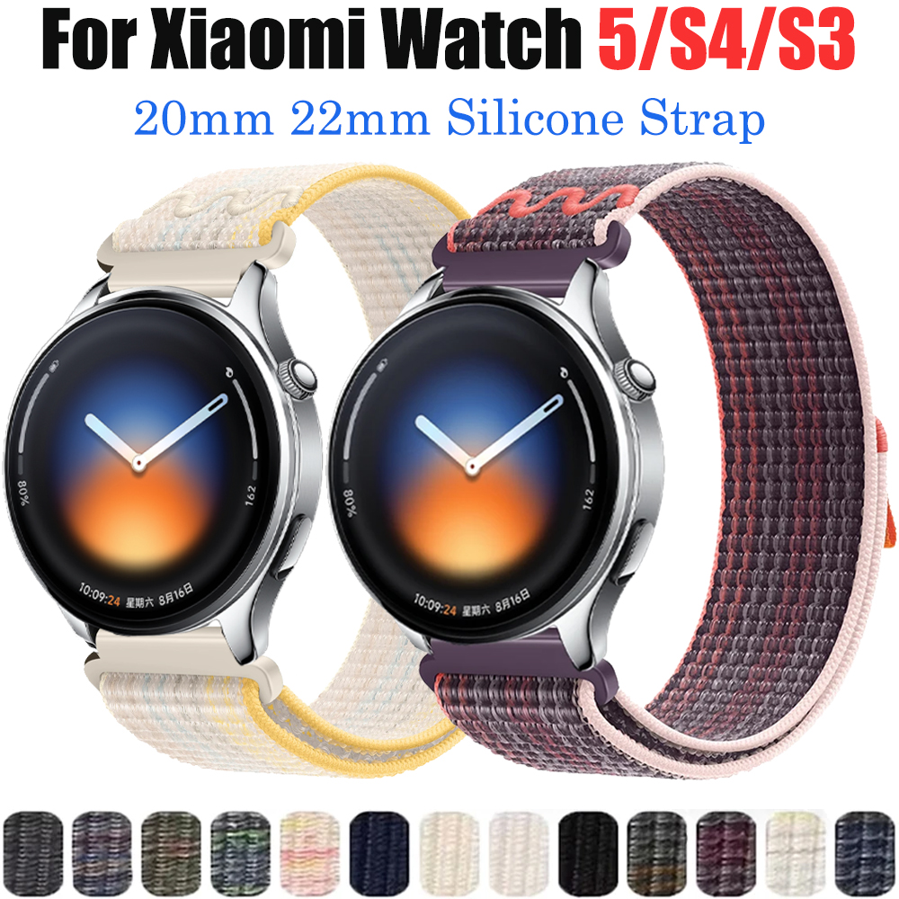 20mm 22mm Nylon Loop Strap For Xiaomi Watch 5/S4 S3/OPPO Watch 4 Pro/S/X/X2 Braided Bracelet Band For Samsung Galaxy Watch 7 6 5