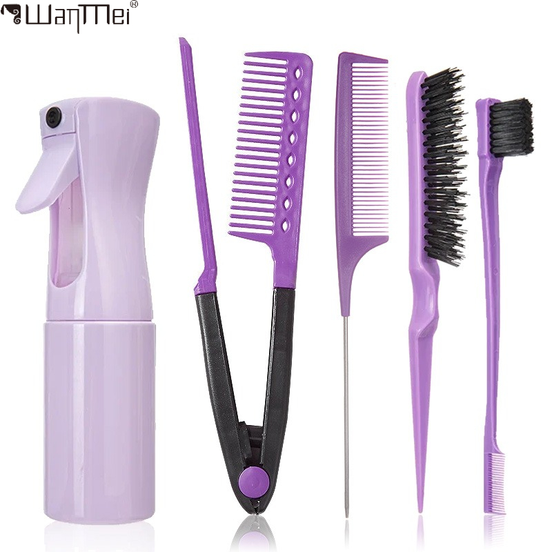 4/5Pcs Set Hair Brush Set Hairdressing Spray Bottle Hair Folding V Type Hair Straightener Teasing Edge Control Hair Brush