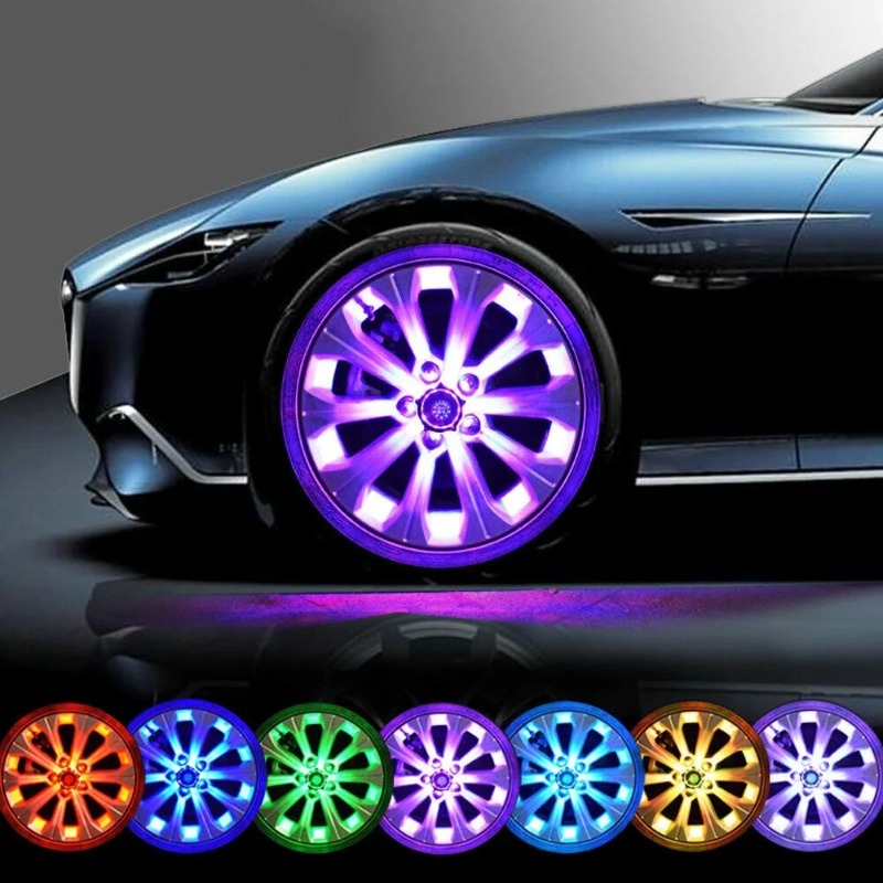 1/2/4pcs LED Light Solar Energy FlashSolar-powered Car Wheel light Hub bulb Tire Tyre Valve Cap Lamp