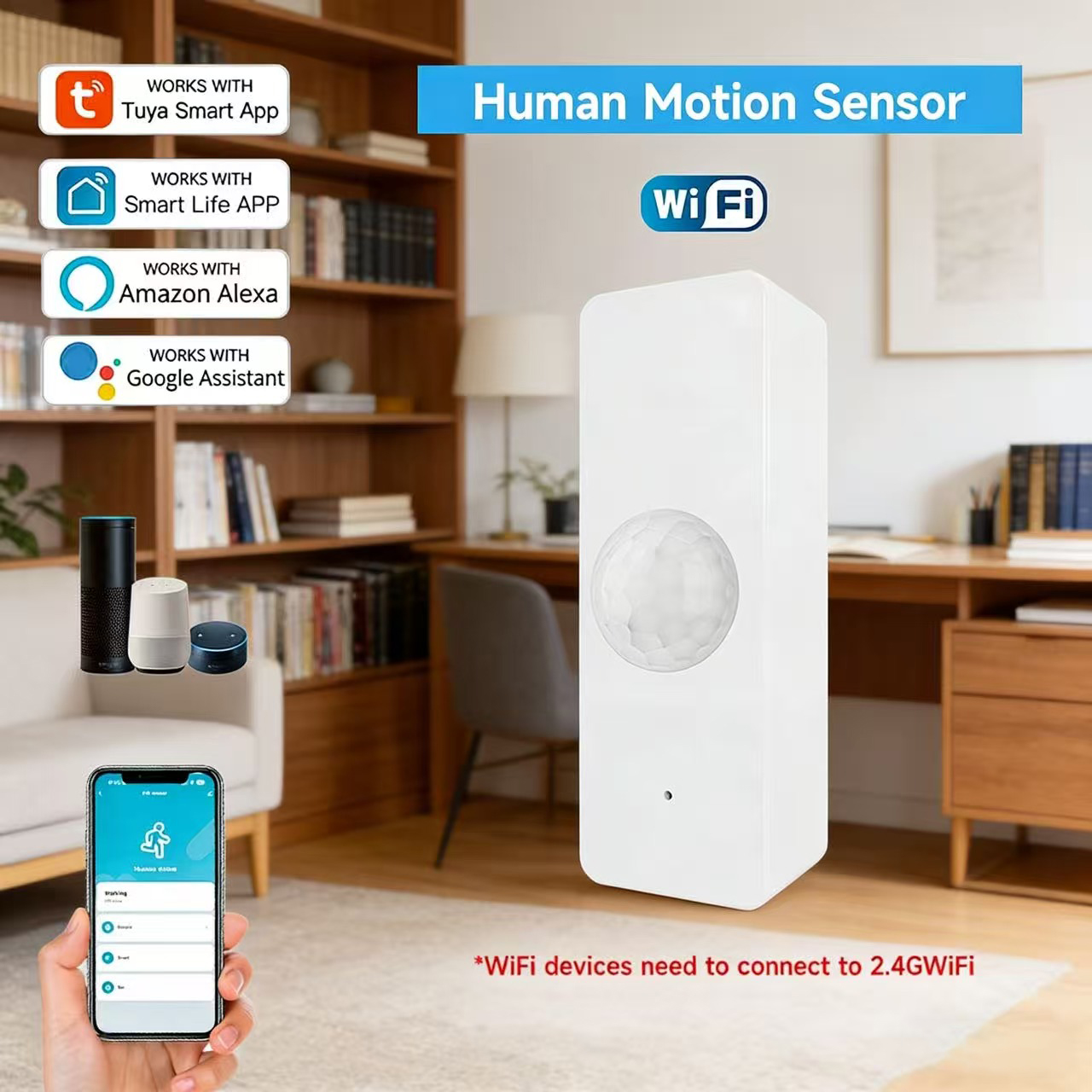 (GGBR) Tuya WiFi Smart PIR Sensor Human Body Infrared Motion Detector Home Security Scene Linkage Automation