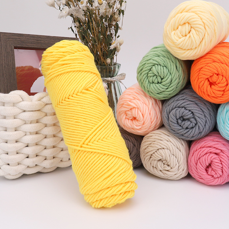 New 1PC 8Ply Milk Cotton Yarn Woolen Yarn Soft Pure Colour Lover Yarn Knitting Wool Thread for Handmade DIY Scarf Hat Yarn