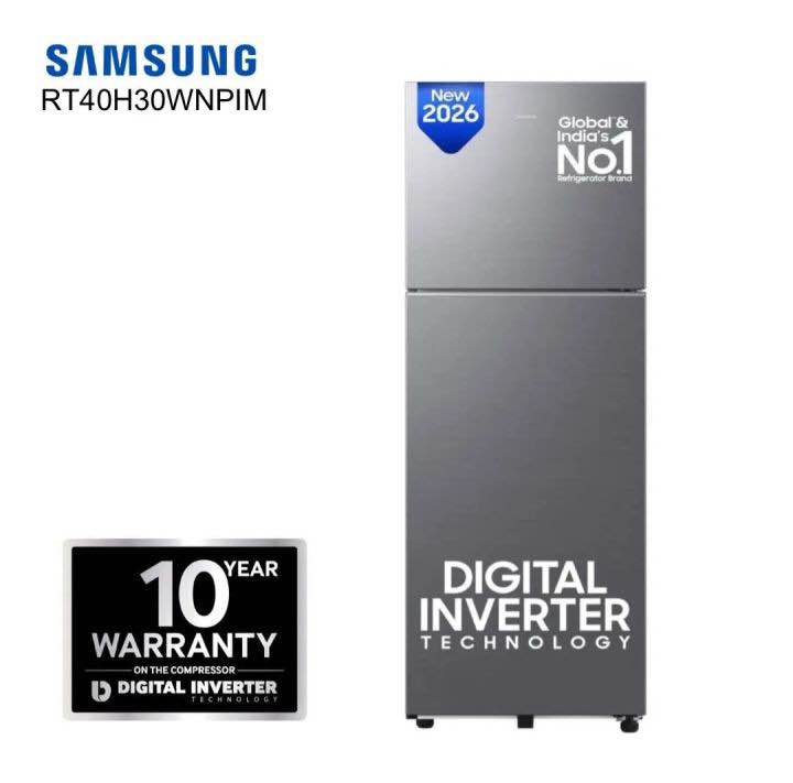 SAMSUNG RT40H30WNPIM 275 Litres Frost Free Digital Inverter Double Door Refrigerator (Inox Silver)
