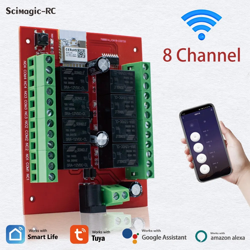 8 channels WiFi Switch Smart Switch Tuya Smart Life APP 12V 24V 8CH Light Smart Home Automation Relay Module