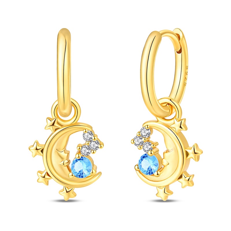 New 925 Sterling Silver Starry Moon God Hoop Earrings Sparkling Zircon Earrings For Women Fine Birthday Anniversary Jewelry