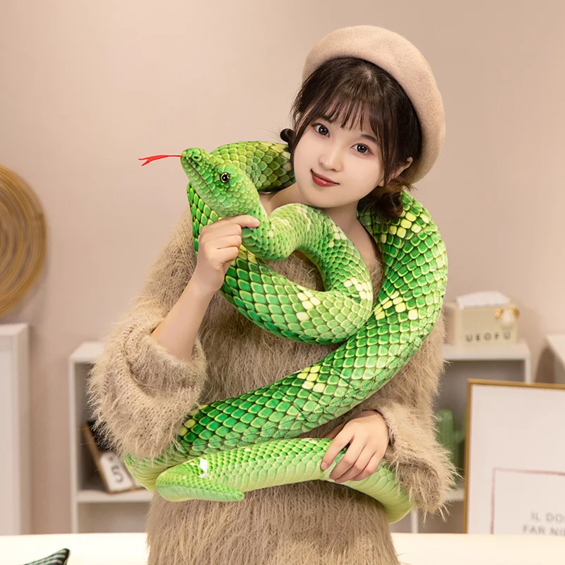 70-280cm Kawaii Snake Plush Toys Pit Viper Realistic Stuffed Cobra Animal Soft Cotton Cuddly Doll Python Birthday for Boys