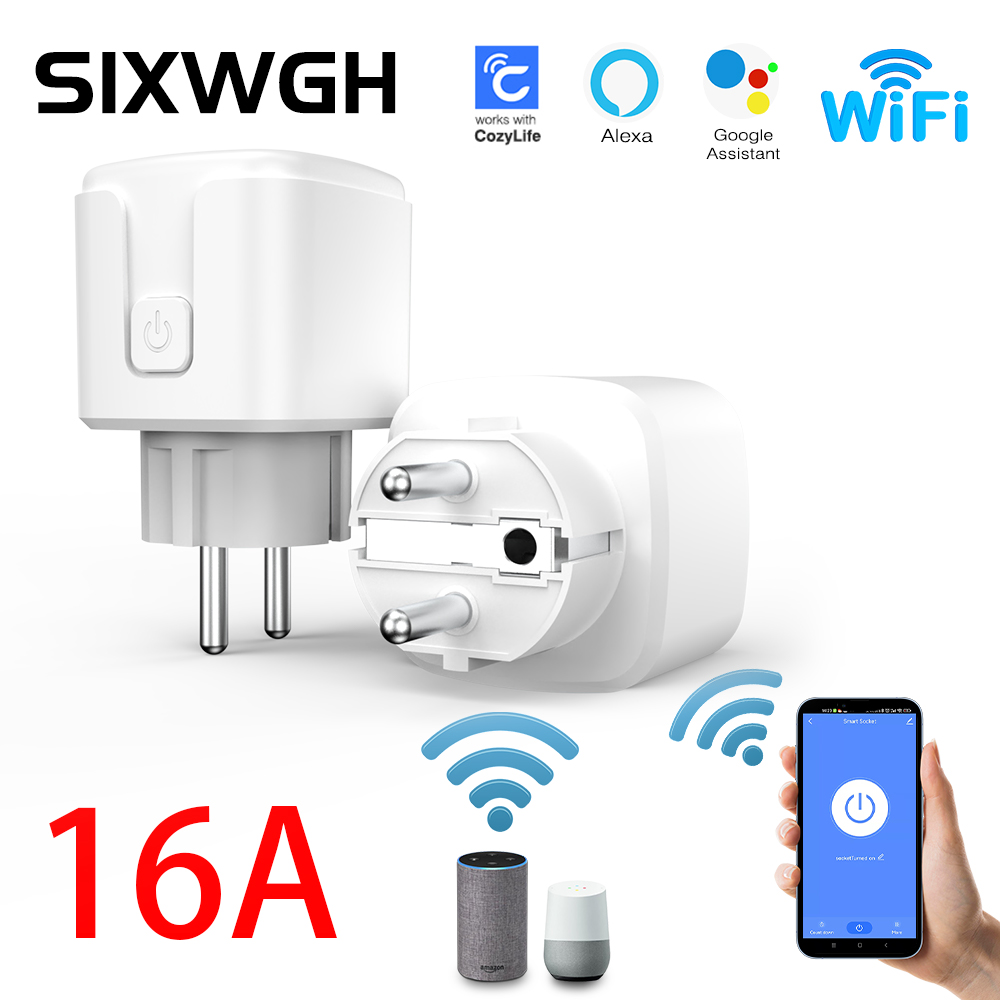 4pcs 16A WiFi Smart Switch EU Plug Socket Outlet Power Monitor Smart Life APP Voice Control With Tuya Alexa Home Alice