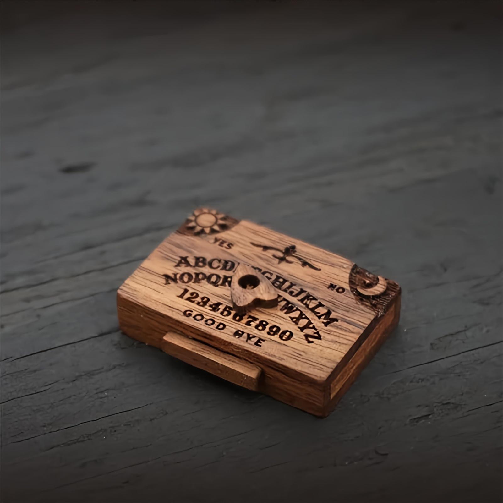 Handmade Ouija Board with Drawer Retro Talking Spirit Board Wooden Small Ouija Talking Decoration Retro Centerpiece