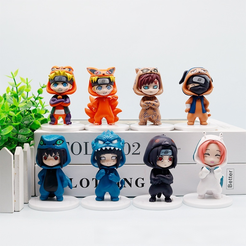 Naruto Tailed Beast Costume Figurine Q-version Naruto Kakashi Sakura Sasuke Itachi Peripheral Figurine Desktop Ornament