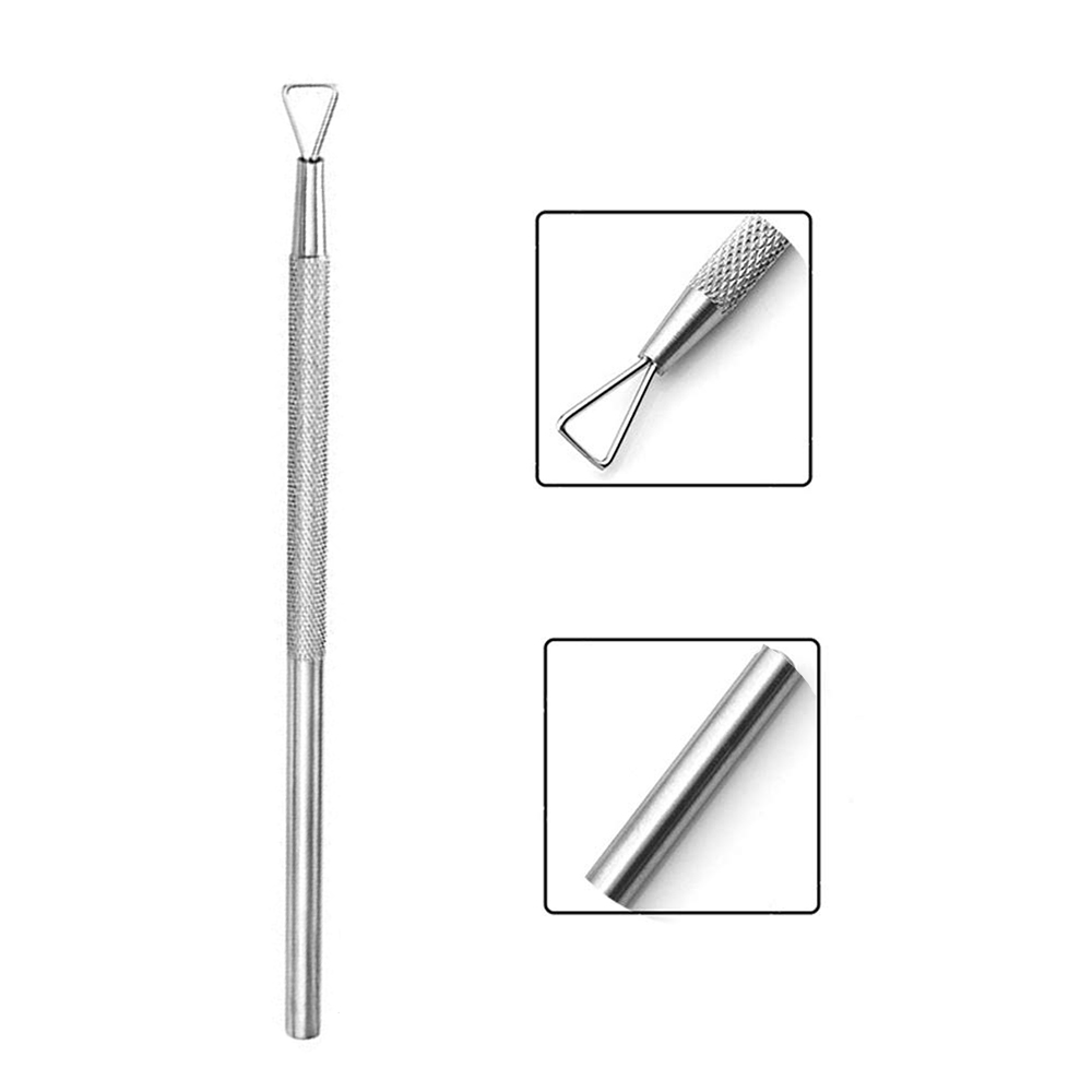 1Pcs/2Pcs Stainless Steel Nail Polish Remover Tool Silvery Holographic Gel Nail Scraper Cuticle Pusher for Home and Salon Use