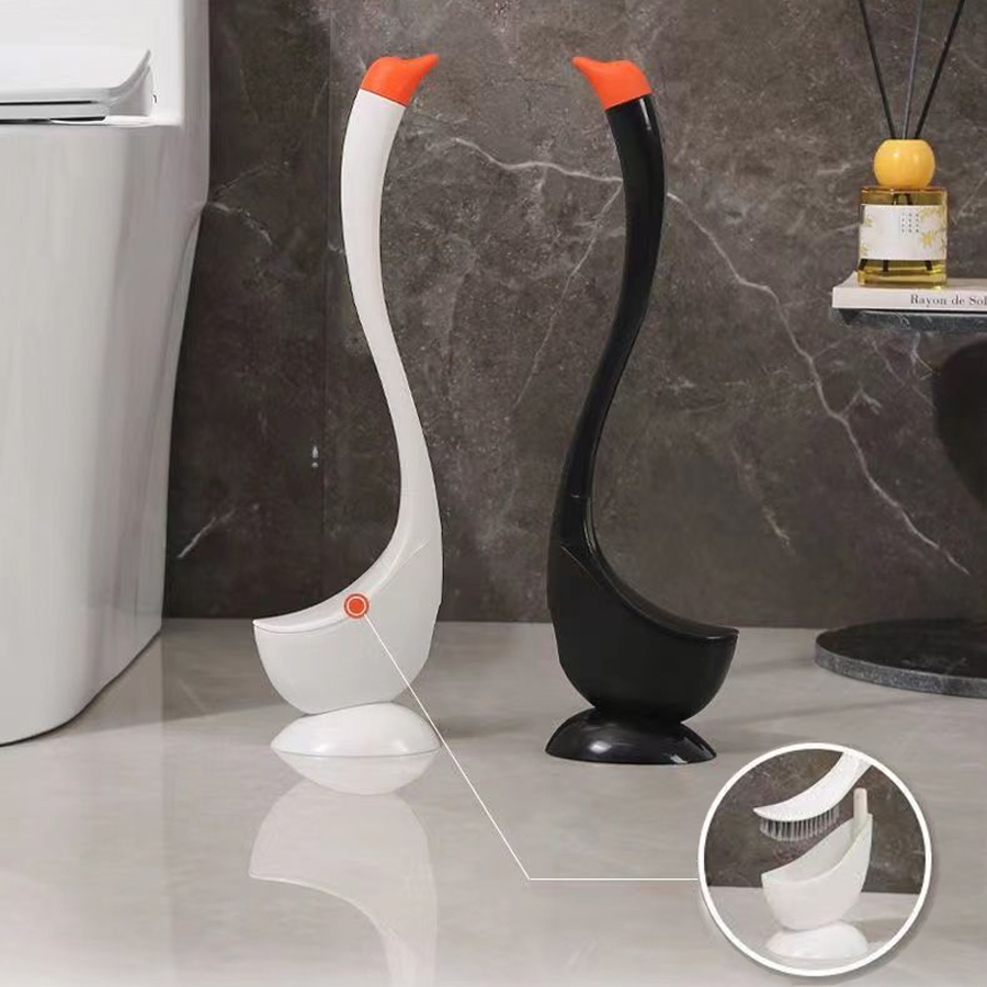 Swan Shaped Toilet Brush Set with Base and Long Handle Bathroom Accessories Easy to Clean Toilet