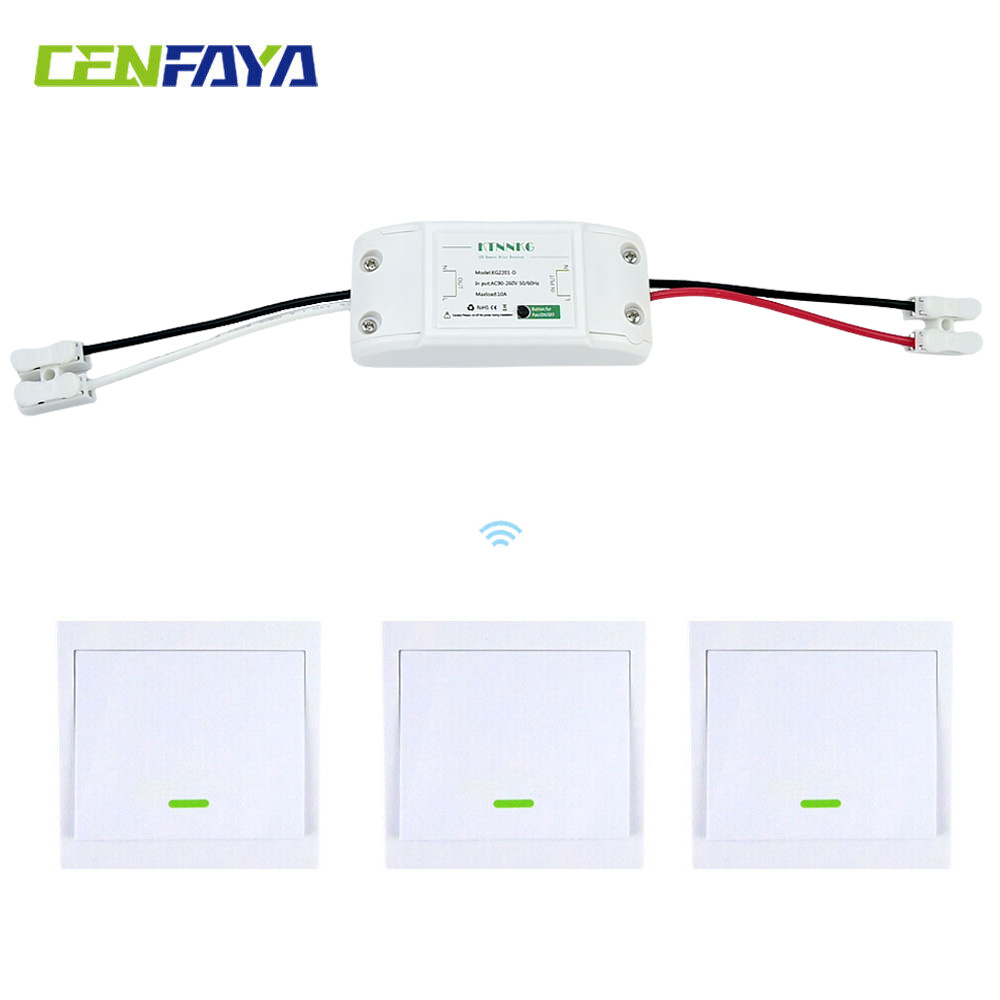 CENFAYA 433HMz Wireless Light Switch 86 Wall Panel Smart Switch 110V 220V 230V 10A Relay Receiver for Home Led Light Lamp Fan lightify