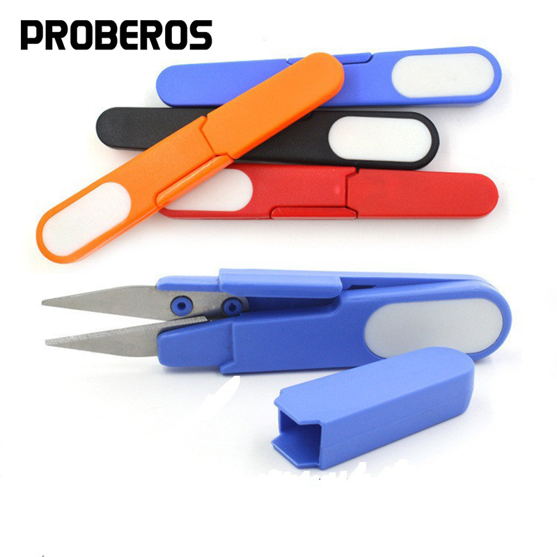 U Shape Mini Fishing Scissors With Cap Stainless Steel Handle Pliers Line Cutter Fish Cut Clipper Tackle Tools Accessories