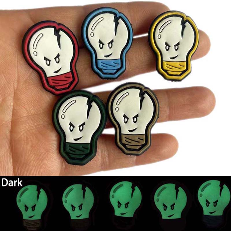 Funny Cartoon Mini Spoof Light Bulb PVC Badges Morale Patches with Hook on Backpack,Hat,Clothing Decoration