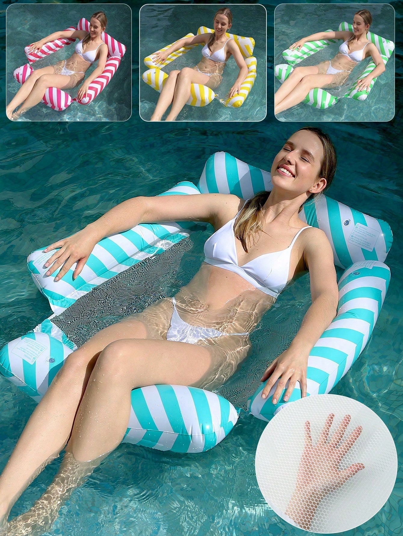 Water Hammock Recliner Inflatable Floating Mat Swimming Mattress Sea Swim Ring Swimming Pool Party Toy Recliner Bed Chair Sofa