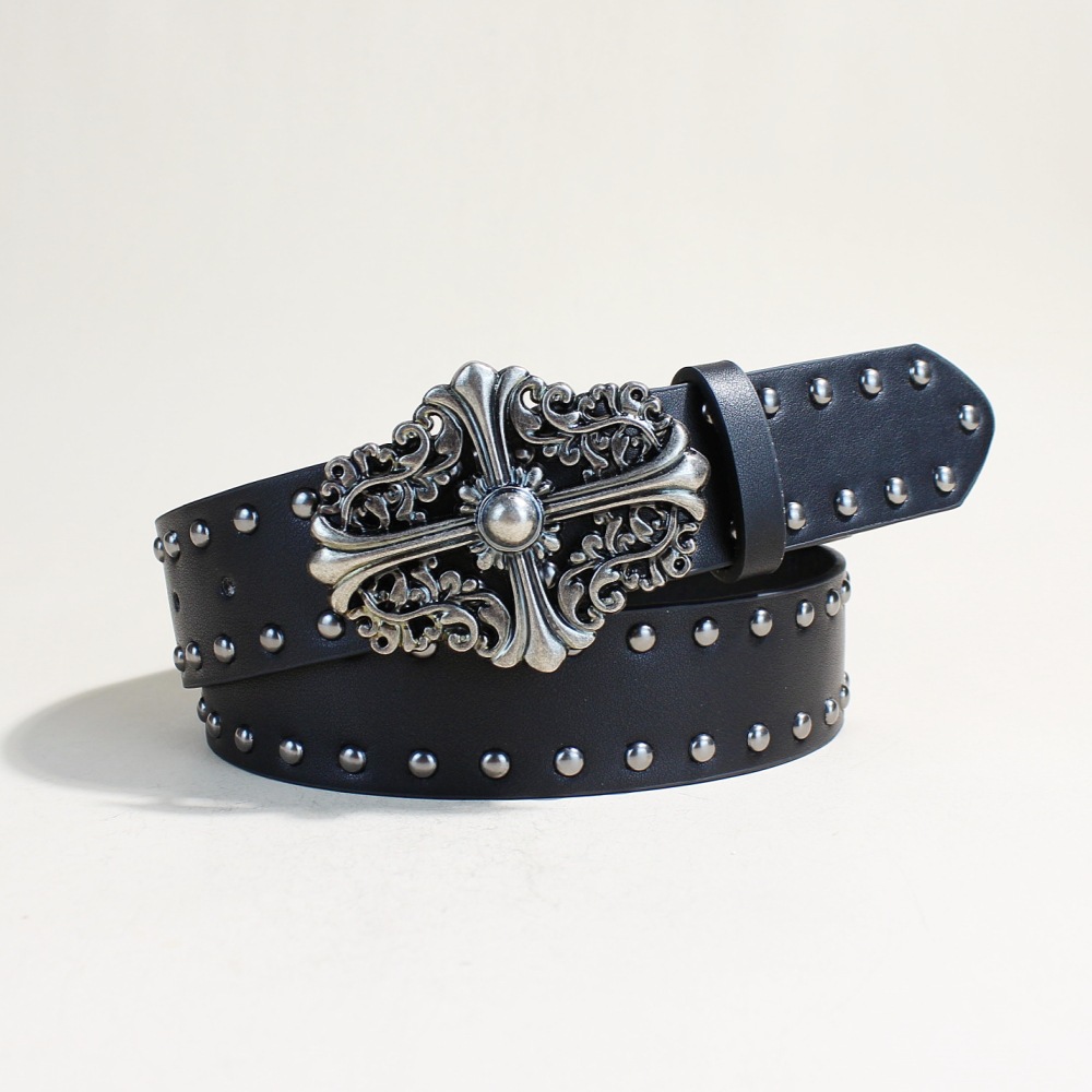 2025 Solid New Y2K Rivet Punk Wide Belt Popular for Women Personalized and Spicy Fashionable and Versatile Retro Belt