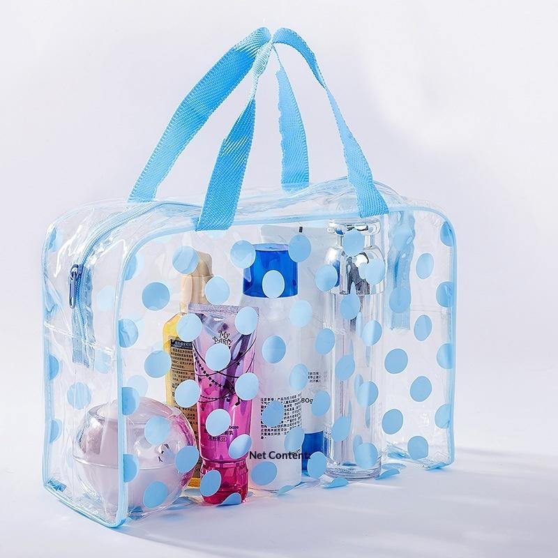 【H】Transparent Polka Dot Women's Makeup Bag Waterproof PVC Cosmetic Bag Portable Women Storage Bag Toiletries Female Wash Bag