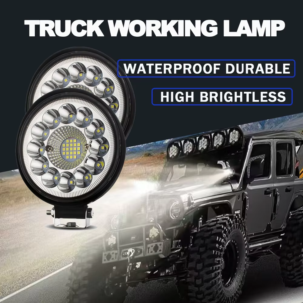 1 Pcs Car LED Work Light Spotlight Private Model Round LED Floodlight Auxiliary Light Off-road Vehicle Modification Headlight