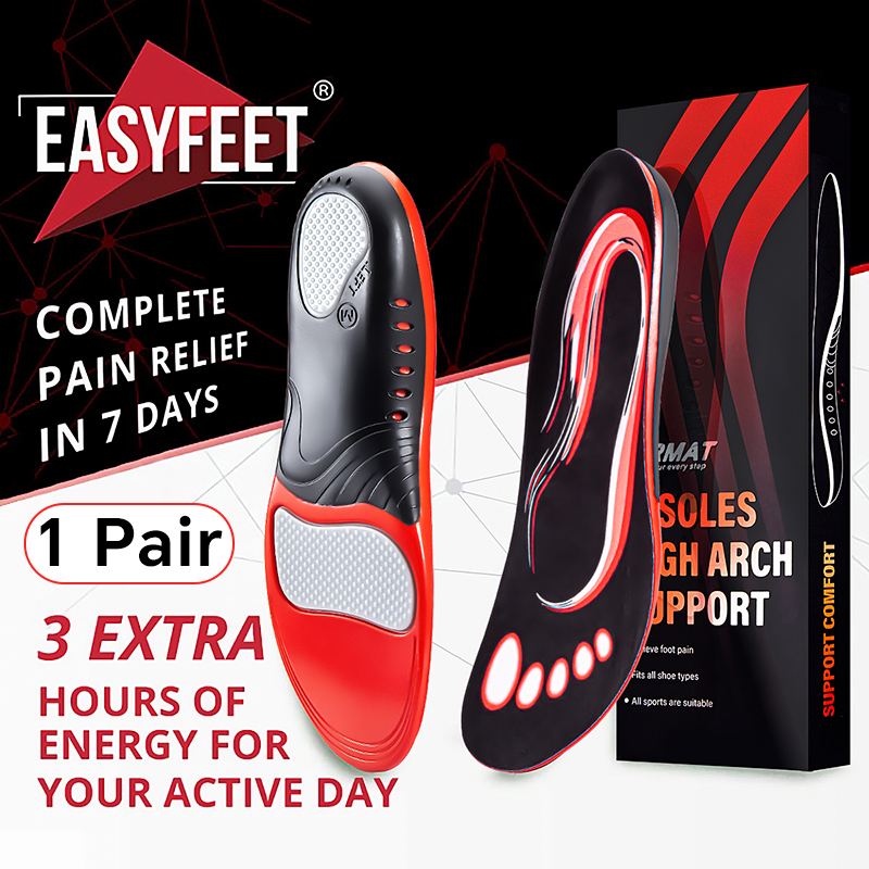 1 Pair Heavy Duty High Arch Support Insoles for Men Women Shock Absorbing Orthotic Inserts for Flat Feet Standing All Day Insole