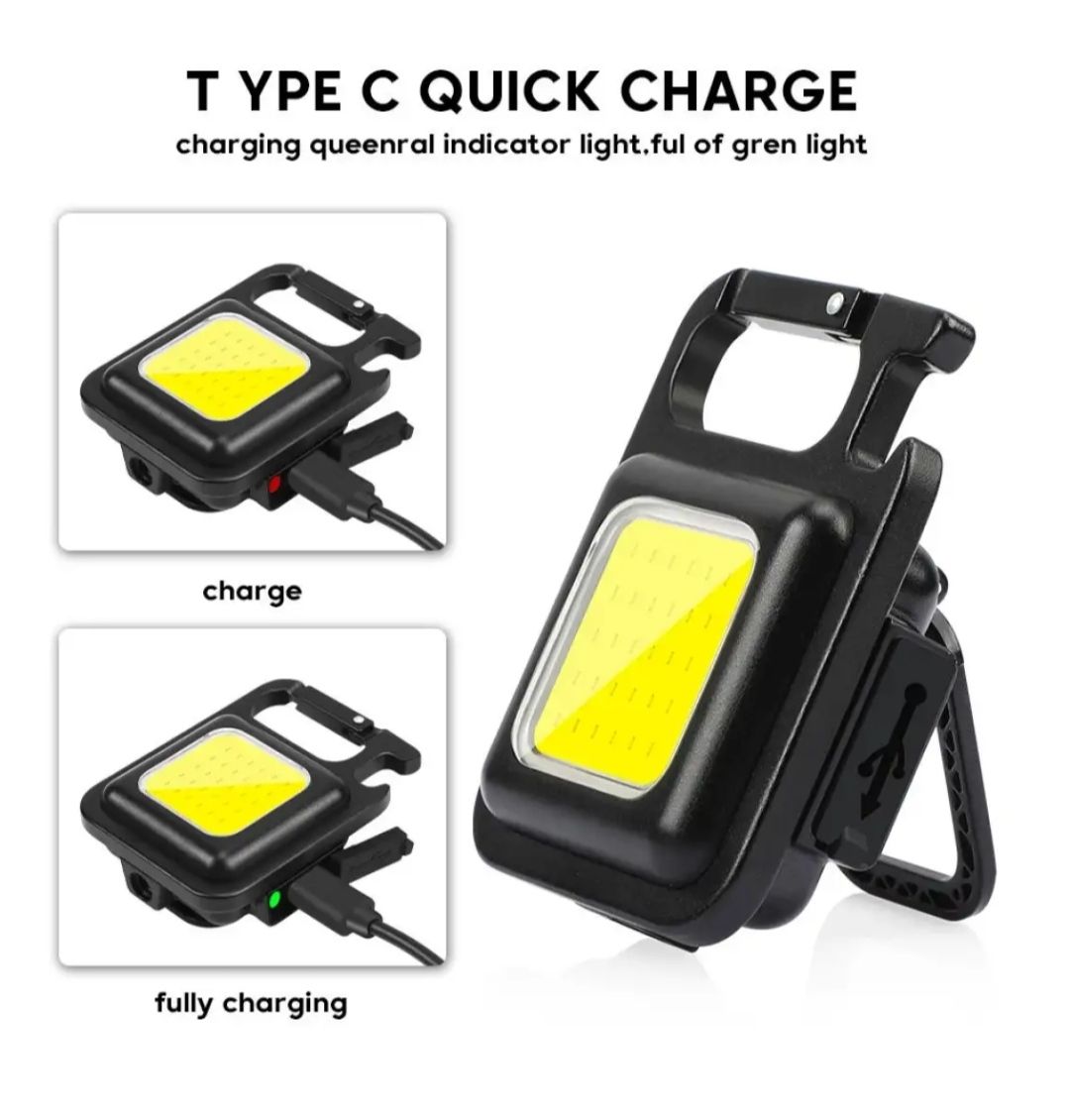 Multifunctional Keyring Light Mini Glare COB Keychain Light USB. Charging Emergency Light