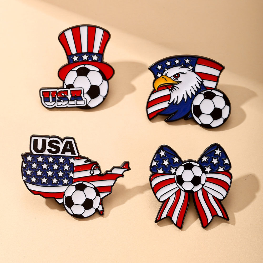 USA Flag Soccer Enamel Pin Set 2026 Football Fan Souvenir Brooch Metal Lapel Badge for Backpack Collection