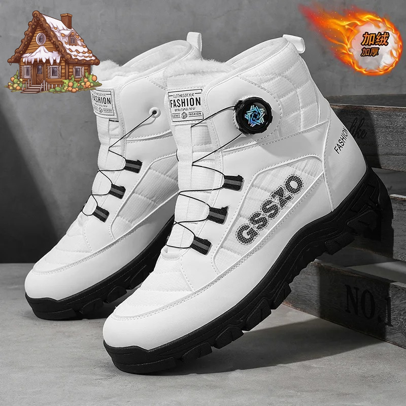 2025Large men's winter shoes high-quality casual snow boots waterproof and warm cotton boots hiking boots outdoor high top shoes