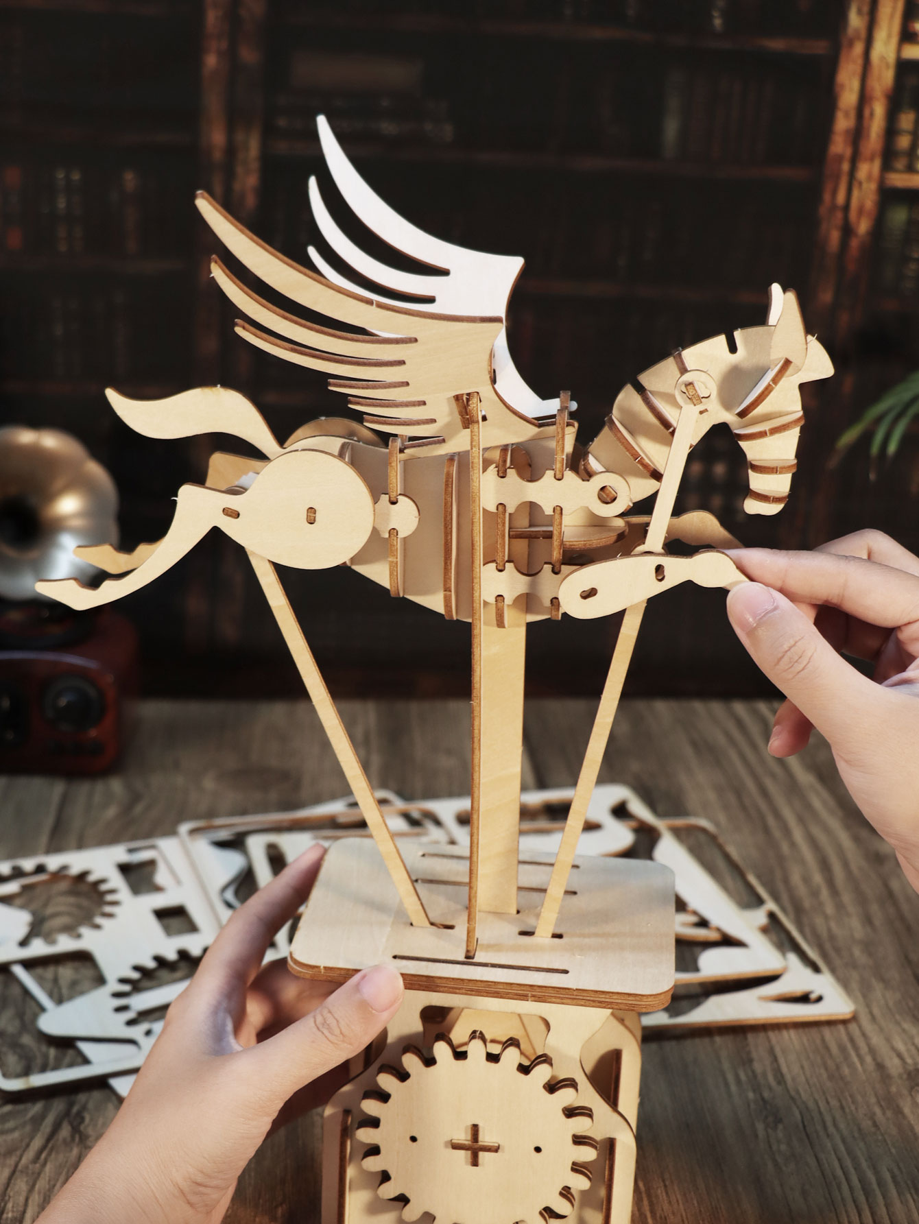 3D Wooden Puzzle Pegasus Diy Handmade Crafts Assembly Model Kits Creative Decoration Birthday and