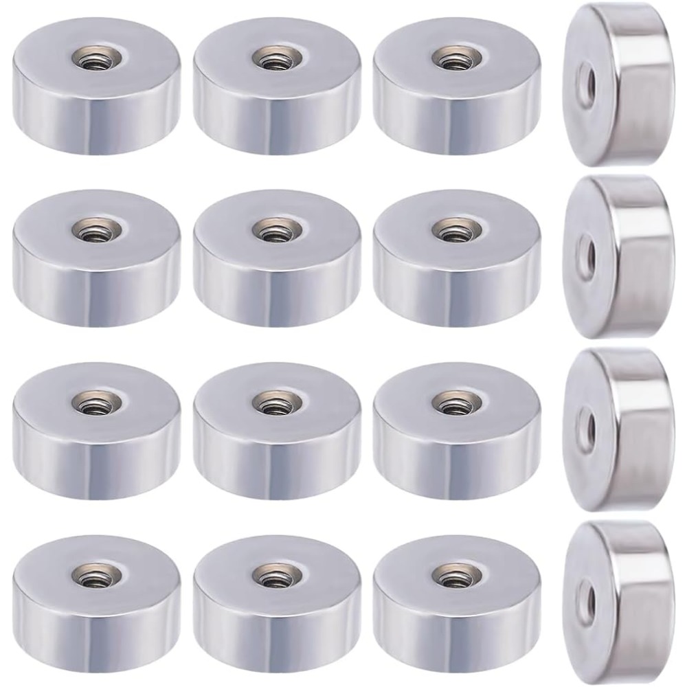 1 Box 50Pcs Screw Ball Backs for 20G Threaded Post Stainless Steel Geometry Flat Round Replacement Earring Backs for Jewelry