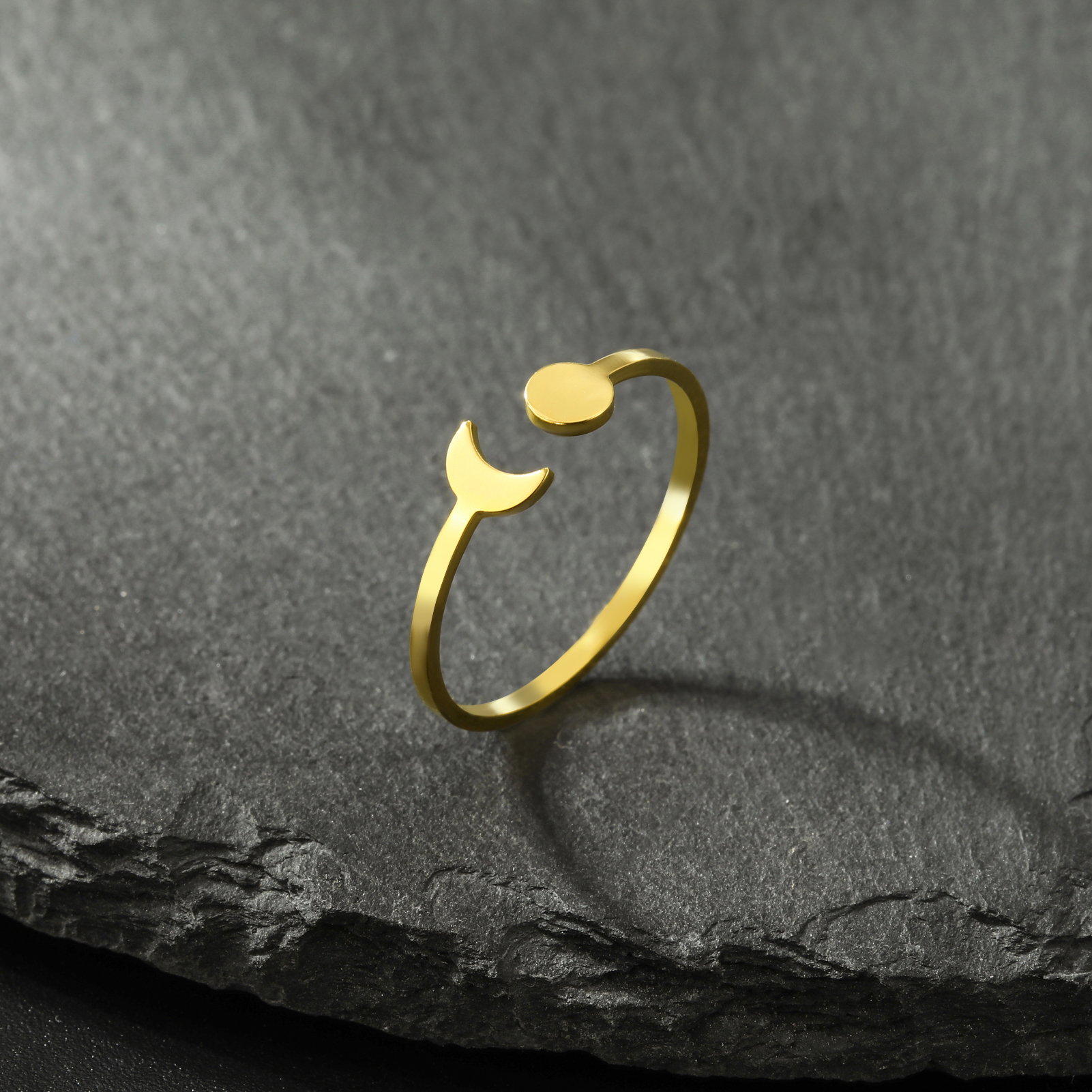 Skyrim Hollow Solid Sun Moon Stainless Steel Open Ring Women's Girls Fashion Minimalist Birthday Gift Jewelry Gift New Wholesale pen gpt