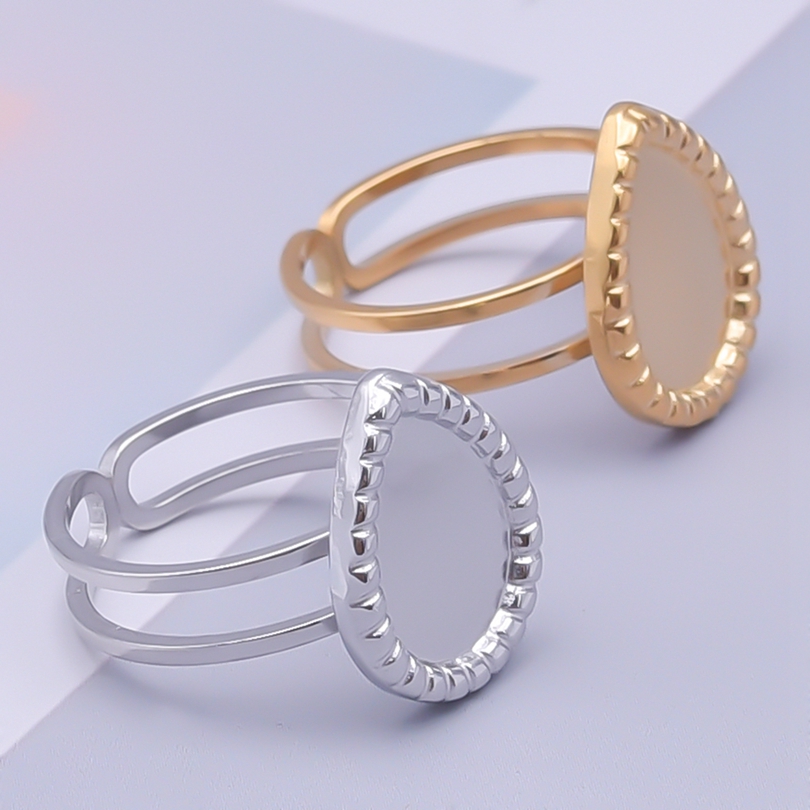 Water Drop Shape Is Smooth Gold Plated Retro Ring Opening Adjustable High Quality Stainless Steel New Rings Same For Men Womem