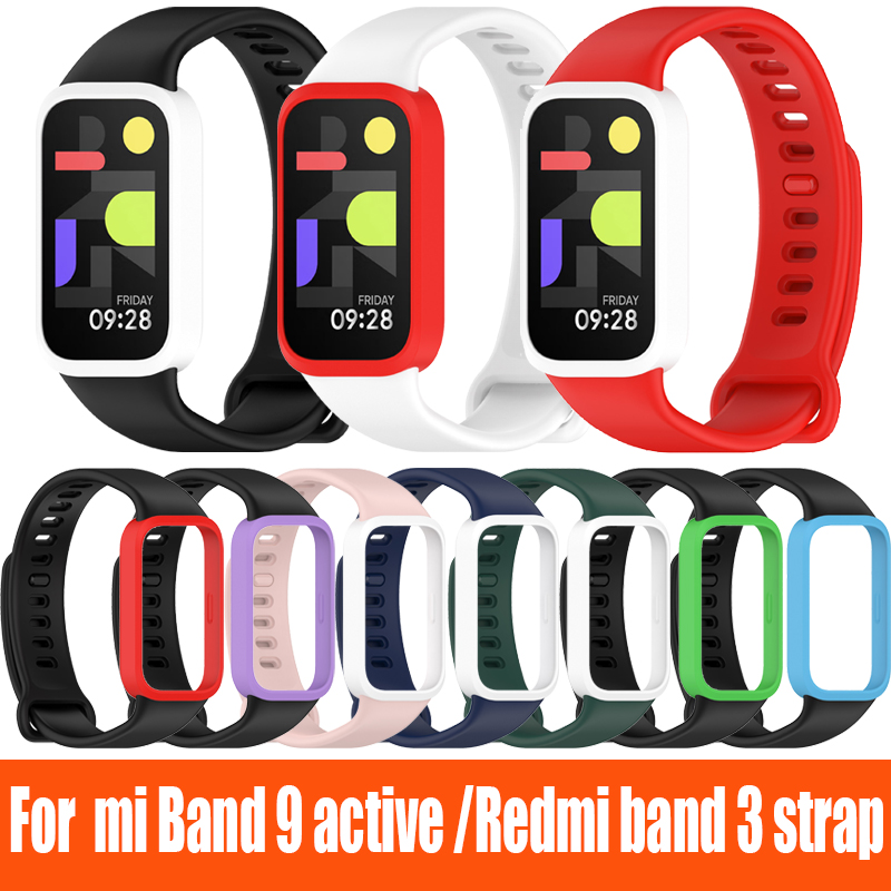 For Xiaomi Band 9 active strap Silicone Watch Strap Two-Color Smart Watchband Replacement Bracelet for Redmi mi band 3 strap