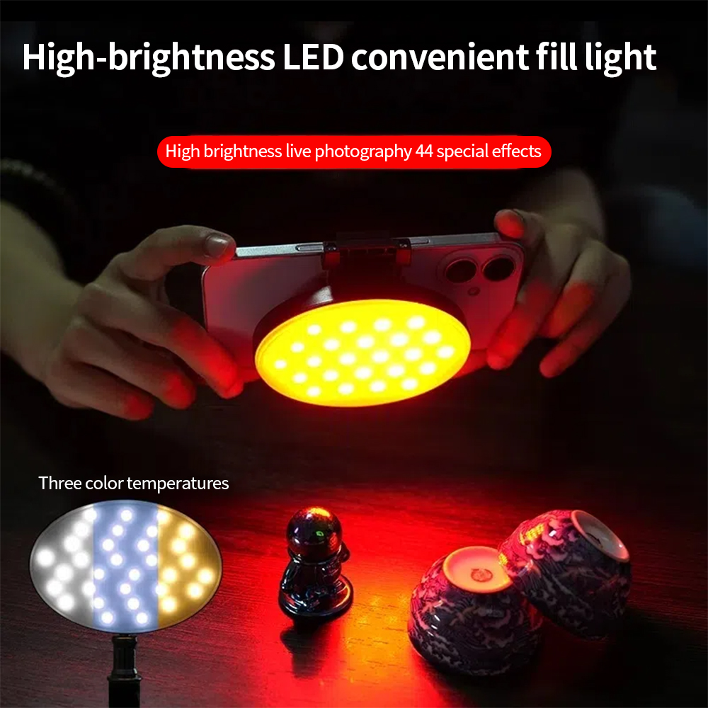 RGB Mini Lamp Mobile Phone Live Self-timer Light Clip Lamp 4000mAh Portable Rechargeable Multicolor Mode Brightness be Adjusted