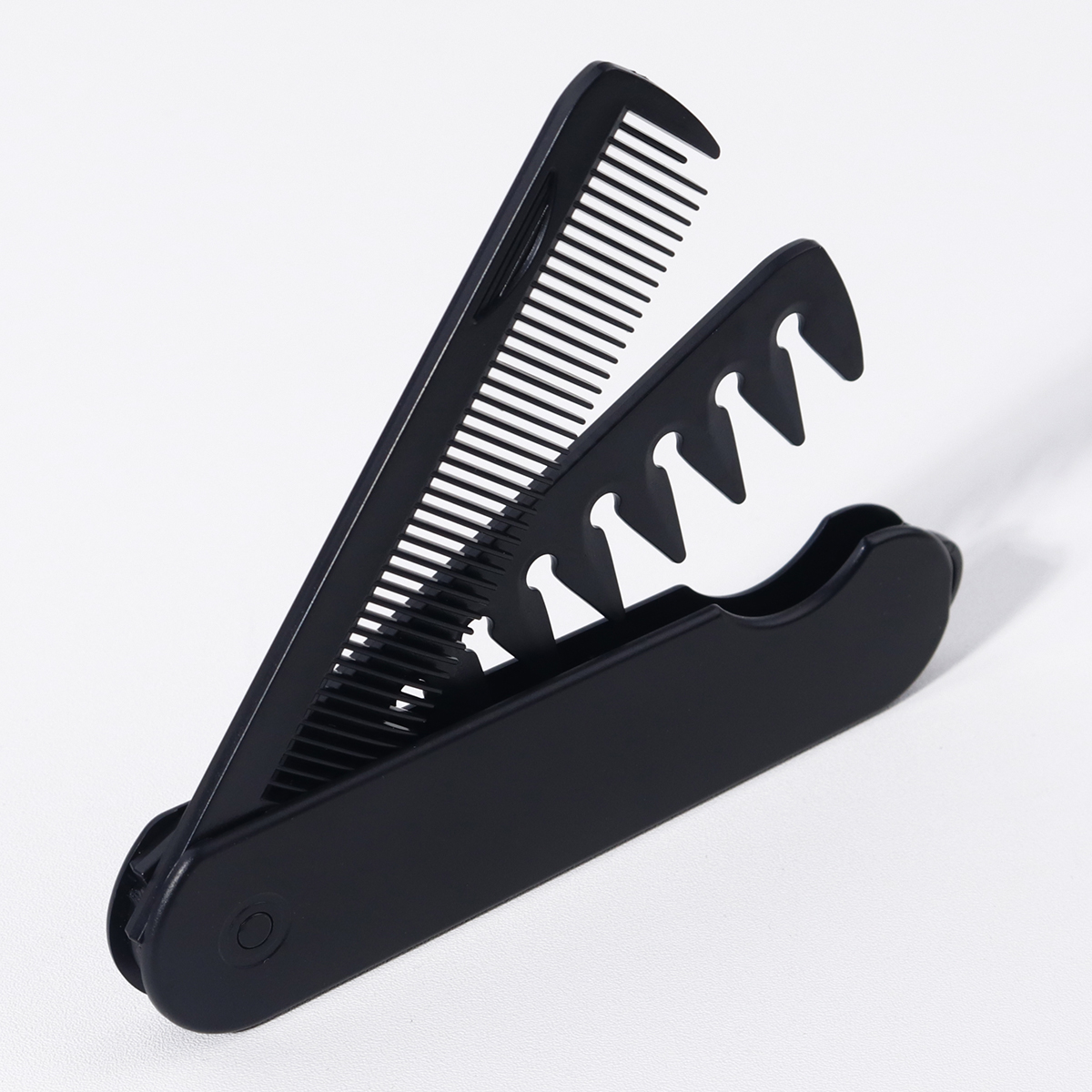 1pcs black 2-in-1 folding comb, dual tooth folding comb for both dry and wet bangs, portable design,Special for real hair