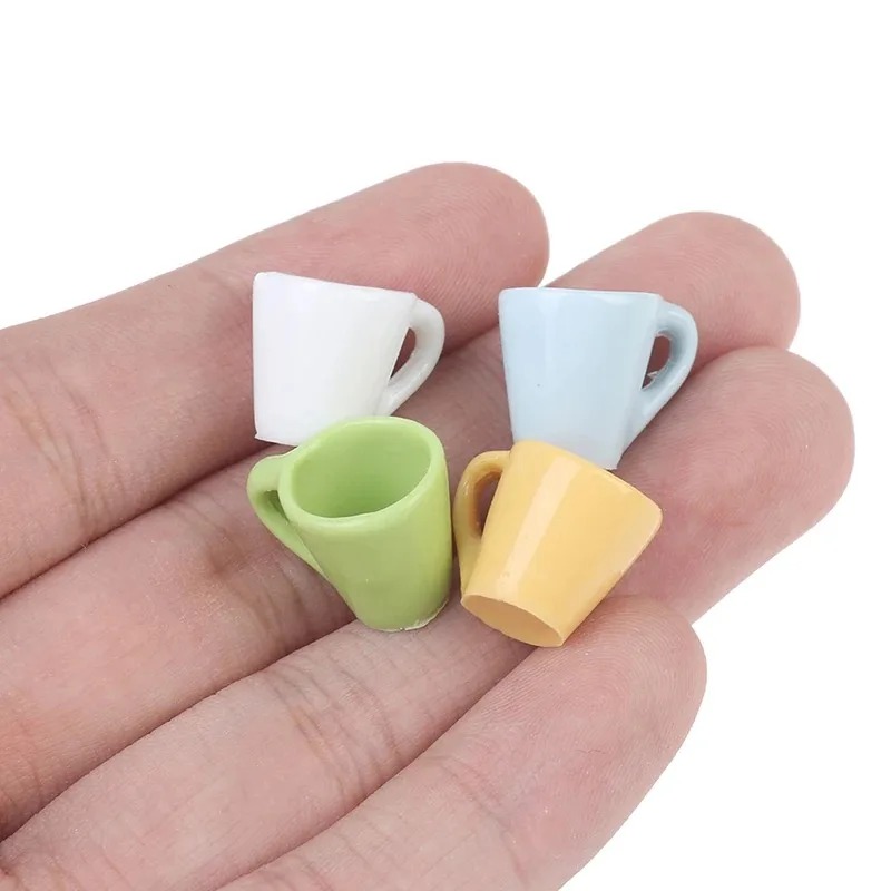 4Pcs/Set 1:12 Dollhouse Miniature Accessories Mini Resin Mug Model Simulation Japanese Style Water Cup Toy Doll House Decoration