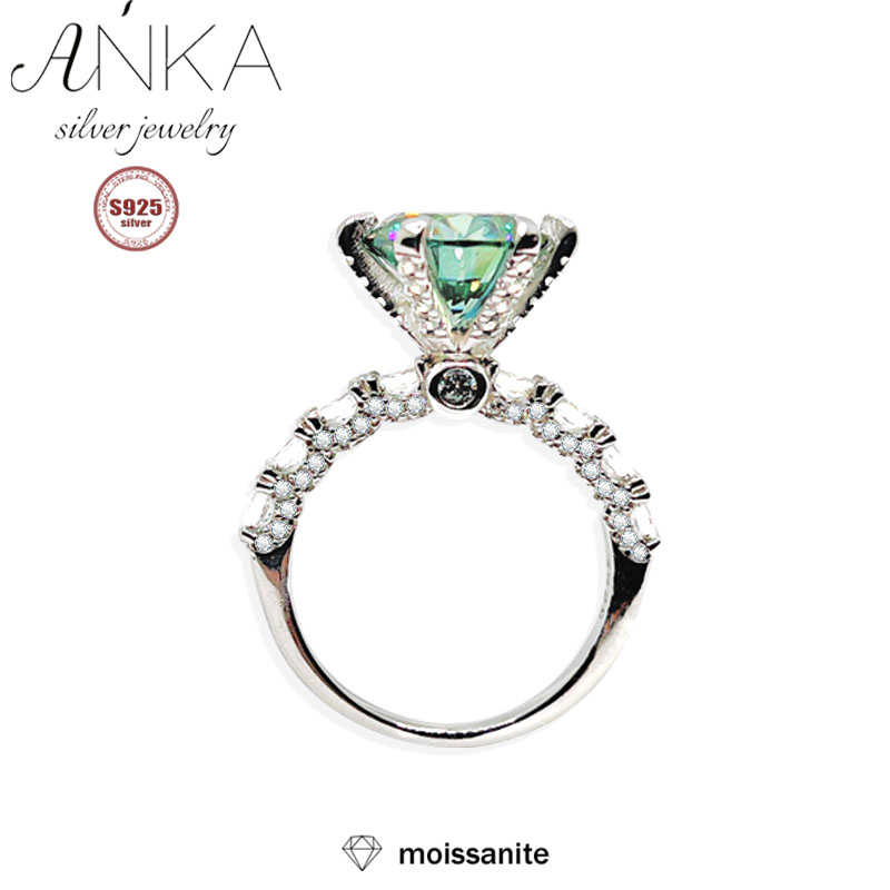 S925 Sterling Silver Ring Green 3ct Moissanite Ring Light Luxury Premium Group Set Full Moissanite Ring jewellery women rings