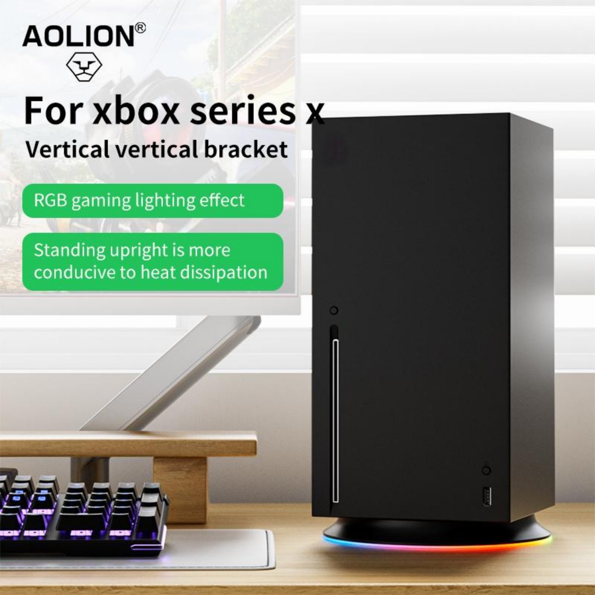 For XBOX Series X Host Cooling Base XSX Host Upright Bracket With RGB Cool Lighting
