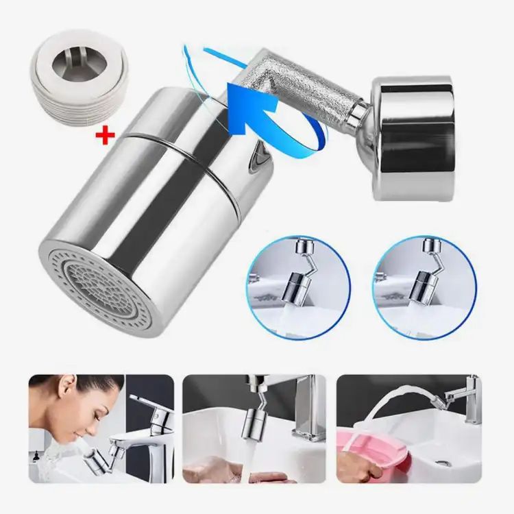 360~720 Degrees Splash Filter Faucet Spray Head Anti Splash Filter Faucet Movable Kitchen Tap Water Saving Nozzle Sprayer
