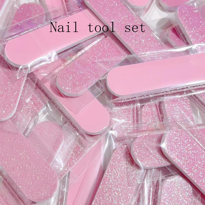 New New 8/12 Pcs Glitter Nail Care Kit Heart-Shaped Buffer Crystal Rod And Double-Sided File For Nail Art And Pedicures