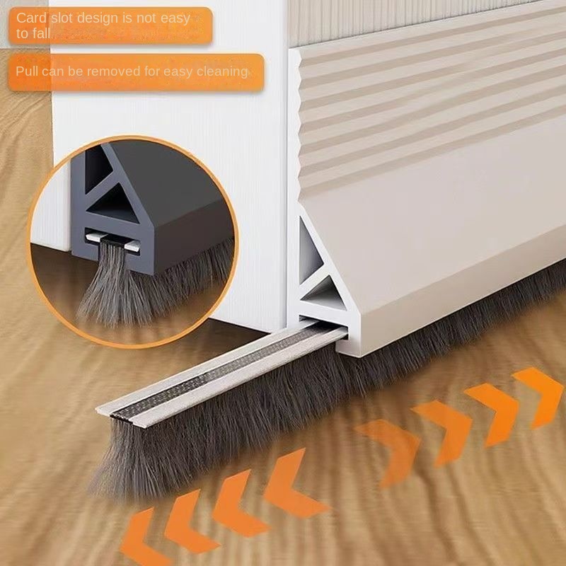 1 Meter long Door Seal Strip Silicone Material Brush Design Door Sweep Self Adhesive Dust Blocker Under Door Gap Filler